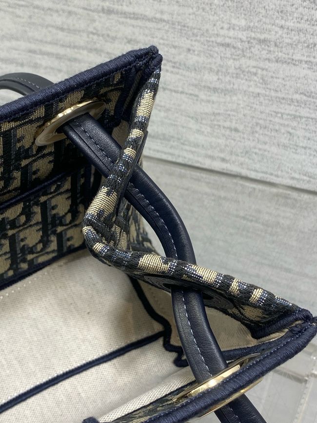 Small Dior Promenade Shopping Bag Blue Dior Oblique Jacquard M1410OT