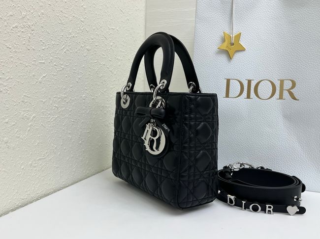 Small Lady Dior Bag with Strap Cannage Lambskin M0531OB black Small Lady Dior Bag with Strap Cannage Lambskin M0531OB black