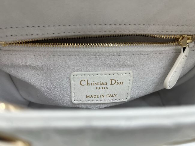 Small Lady Dior Bag with Strap Cannage Lambskin M0531OU Ivory