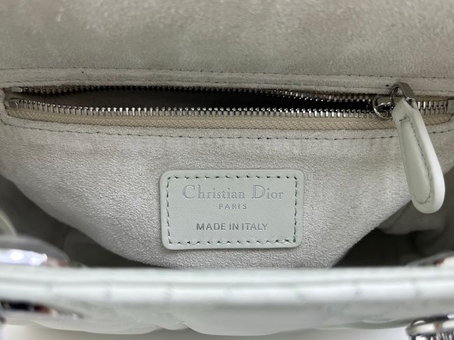 Small Lady Dior Bag with Strap Cannage Lambskin M0531OU Ivory&ice blue Small Lady Dior Bag with Strap Cannage Lambskin M0531OU Ivory&ice blue