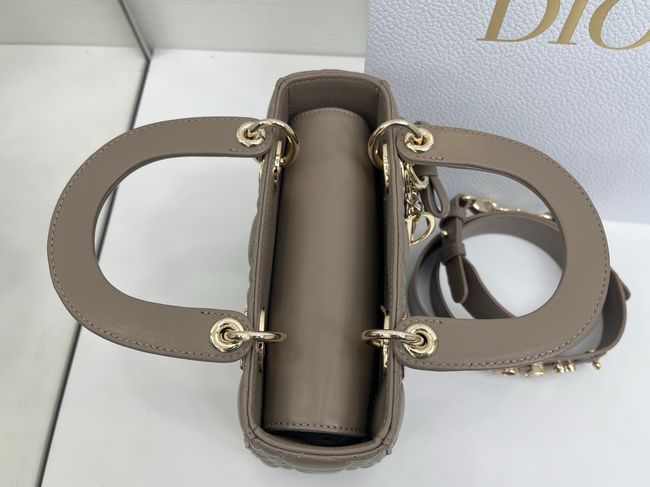 Small Lady Dior Bag with Strap Cannage Lambskin M0531OU dark gray