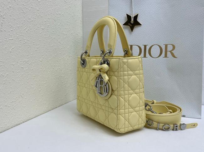 Small Lady Dior Bag with Strap Cannage Lambskin M0531OU yellow Small Lady Dior Bag with Strap Cannage Lambskin M0531OU yellow