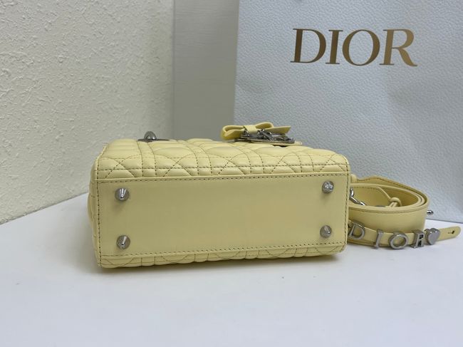 Small Lady Dior Bag with Strap Cannage Lambskin M0531OU yellow Small Lady Dior Bag with Strap Cannage Lambskin M0531OU yellow