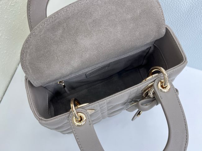 Small Lady Dior Bag with Strap Cannage patent leather M0531OU gray Small Lady Dior Bag with Strap Cannage patent leather M0531OU gray