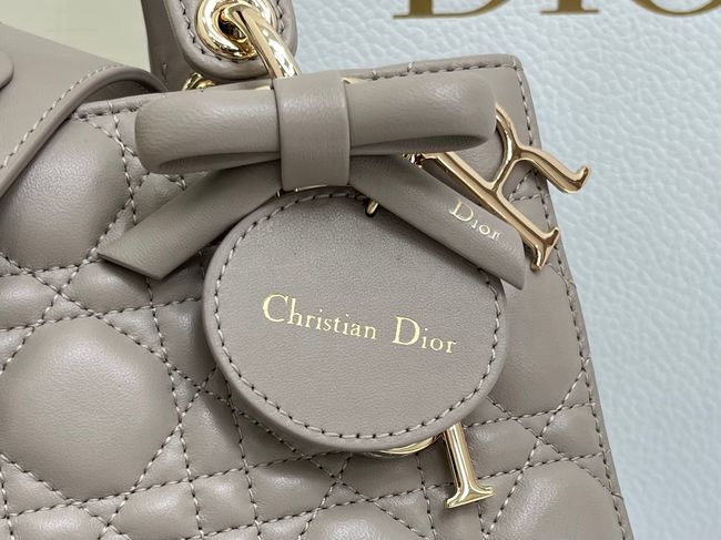 Small Lady Dior Bag with Strap Cannage patent leather M0531OU gray Small Lady Dior Bag with Strap Cannage patent leather M0531OU gray