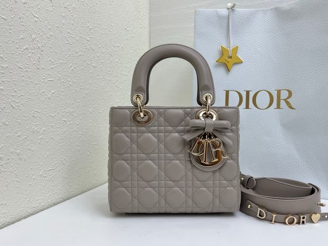 Small Lady Dior Bag with Strap Cannage patent leather M0531OU gray Small Lady Dior Bag with Strap Cannage patent leather M0531OU gray