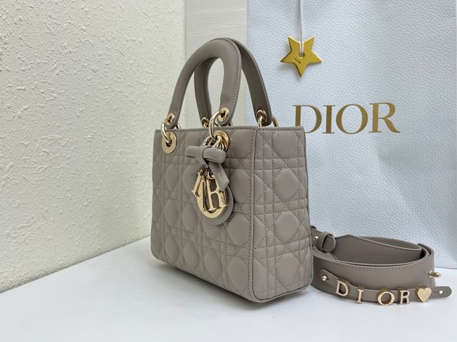 Small Lady Dior Bag with Strap Cannage patent leather M0531OU gray Small Lady Dior Bag with Strap Cannage patent leather M0531OU gray