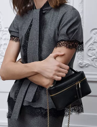 Dior Trianon Soft Vanity Mini Bag Flat Macrocannage Lambskin S4613OS black