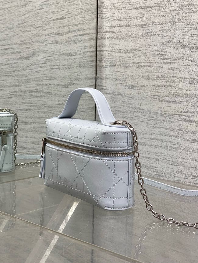 Dior Trianon Soft Vanity Mini Bag Flat Macrocannage Lambskin S4613OS ice blue