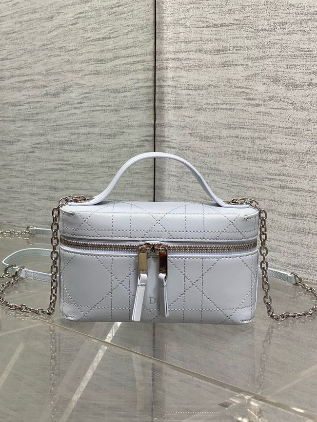 Dior Trianon Soft Vanity Mini Bag Flat Macrocannage Lambskin S4613OS ice blue