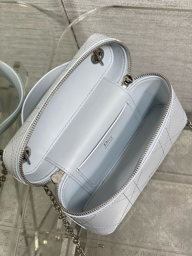 Dior Trianon Soft Vanity Mini Bag Flat Macrocannage Lambskin S4613OS ice blue