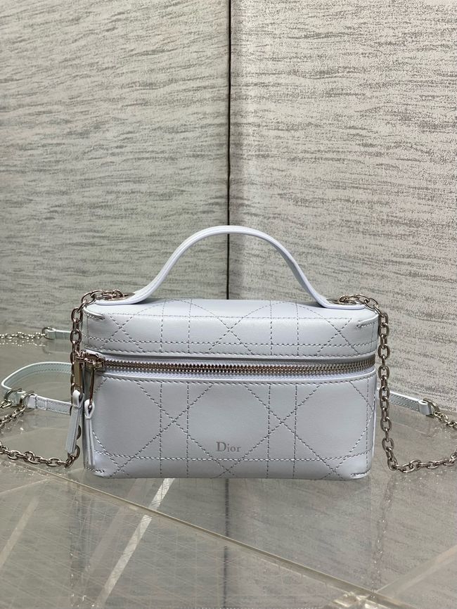 Dior Trianon Soft Vanity Mini Bag Flat Macrocannage Lambskin S4613OS ice blue
