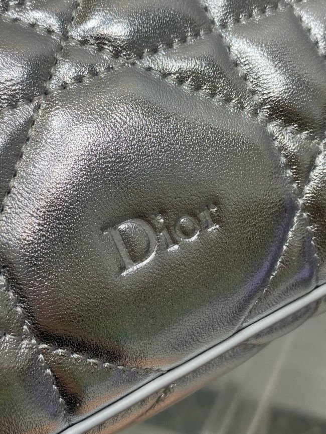Diorling Mini Bag Macrocannage Lambskin S2613OU Silver