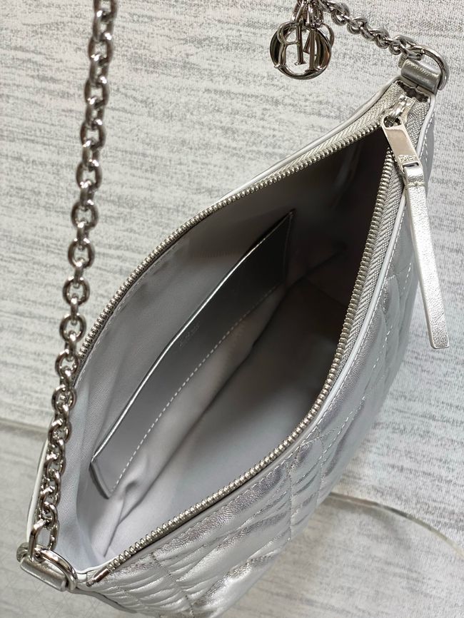 Diorling Mini Bag Macrocannage Lambskin S2613OU Silver
