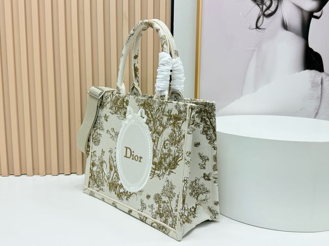 Medium Dior Book Tote with Strap Oblique Embroidery M1354PE-1
