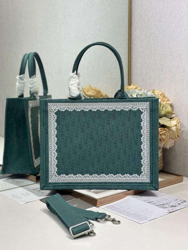 Medium Dior Book Tote with Strap Oblique Embroidery M1354PE-6
