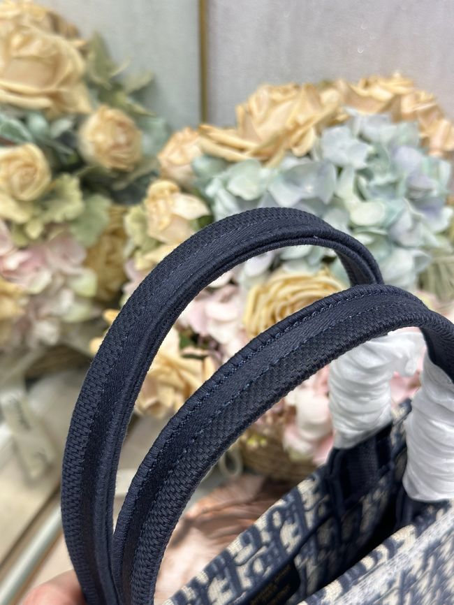 Medium Dior Book Tote with Strap Oblique Embroidery M1354PE-7