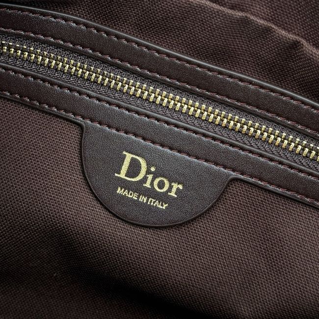 Small Dior Granville Bag Chocolate Flat Macrocannage Suede Calfskin M1441OH