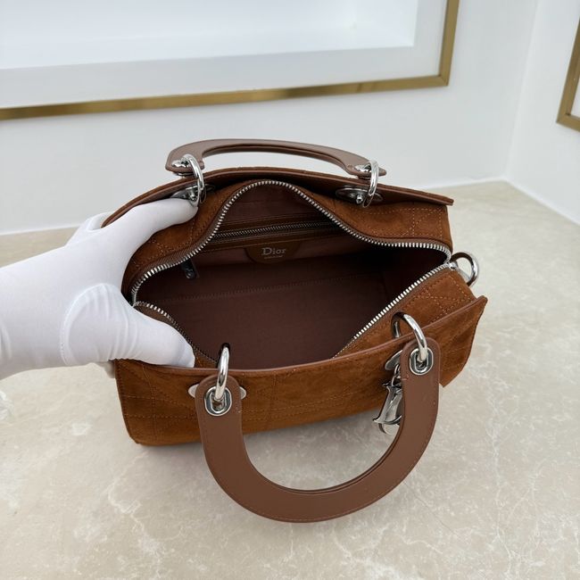Small Dior Granville Bag Golden Saddle Flat Macrocannage Suede Calfskin M1441OH