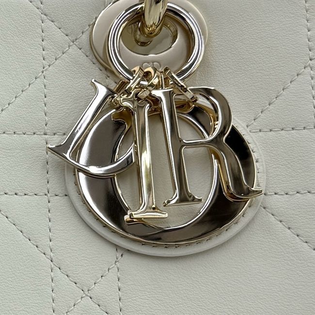 Small Dior Granville Bag Ivory Flat Macrocannage Calfskin M1441OHJ