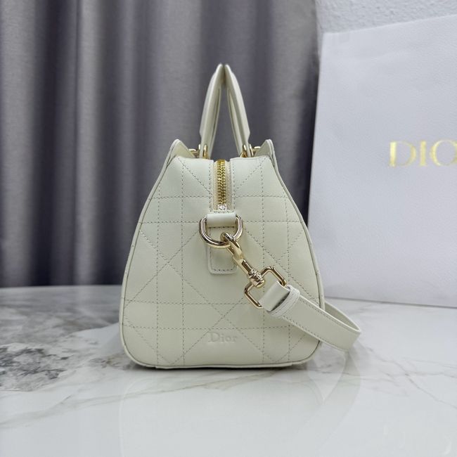 Small Dior Granville Bag Ivory Flat Macrocannage Calfskin M1441OHJ