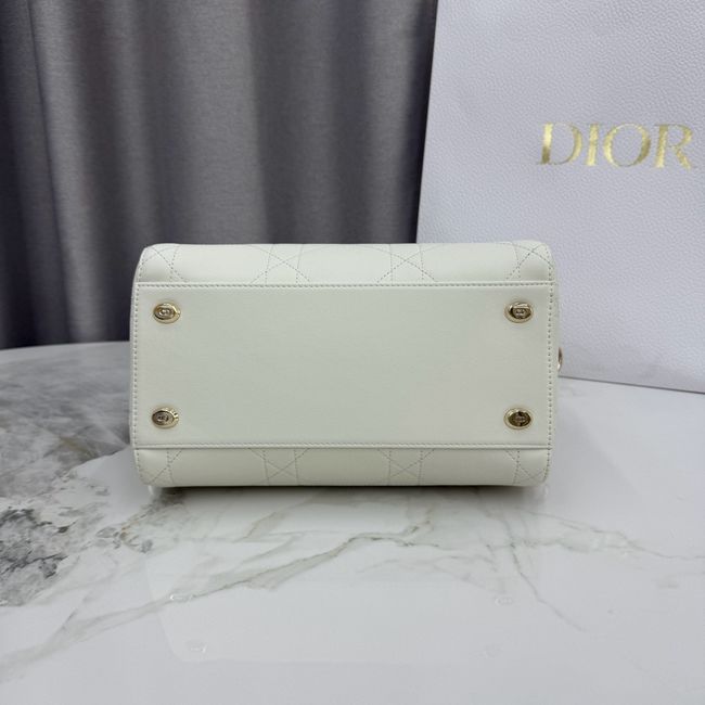 Small Dior Granville Bag Ivory Flat Macrocannage Calfskin M1441OHJ