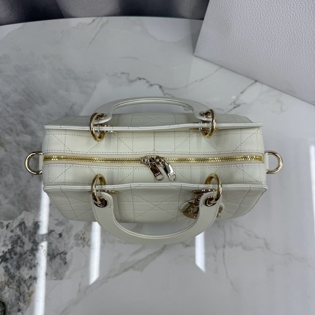 Small Dior Granville Bag Ivory Flat Macrocannage Calfskin M1441OHJ