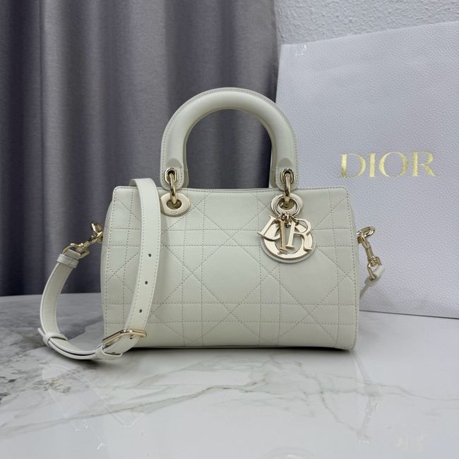 Small Dior Granville Bag Ivory Flat Macrocannage Calfskin M1441OHJ