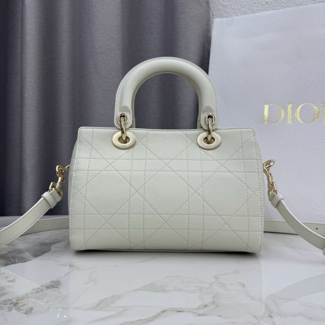 Small Dior Granville Bag Ivory Flat Macrocannage Calfskin M1441OHJ