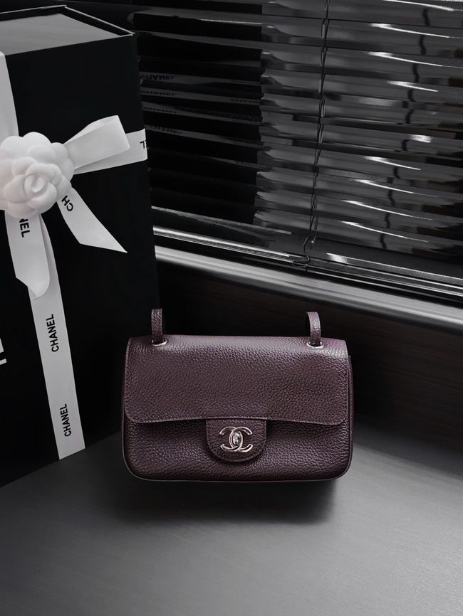 Chanel Mini Flap Bag AS6573 burgundy&Silver-Tone Metal