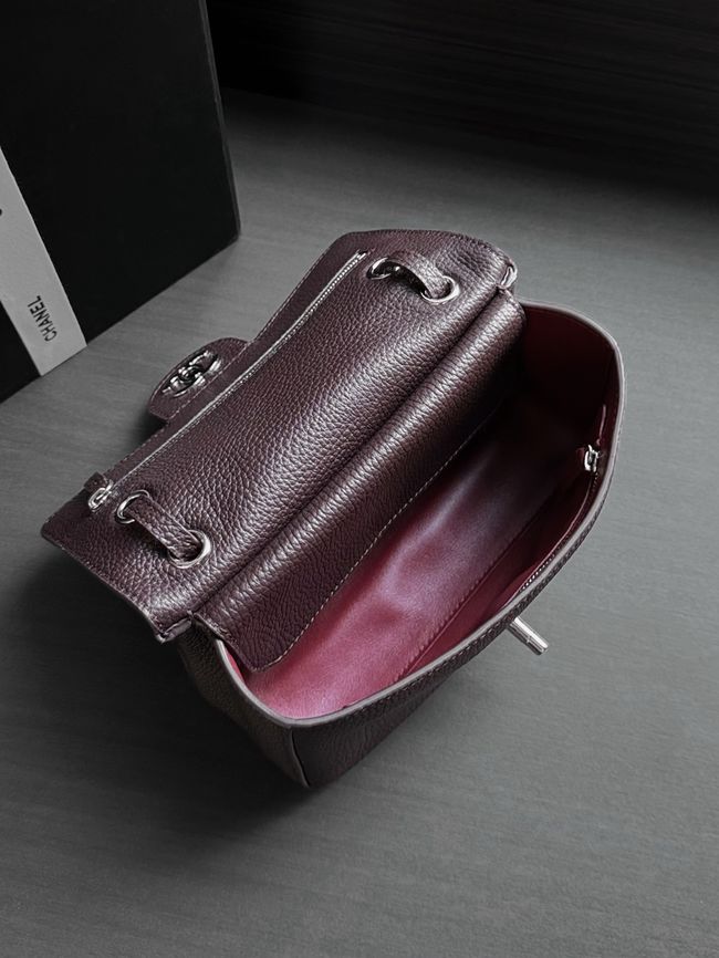 Chanel Mini Flap Bag AS6573 burgundy&Silver-Tone Metal