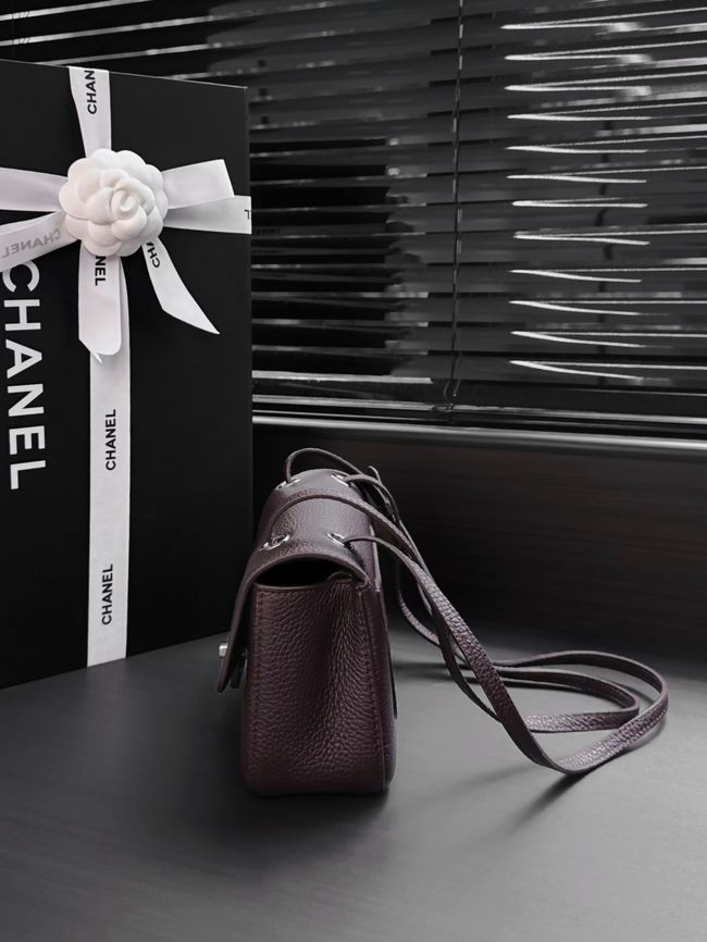 Chanel Mini Flap Bag AS6573 burgundy&Silver-Tone Metal