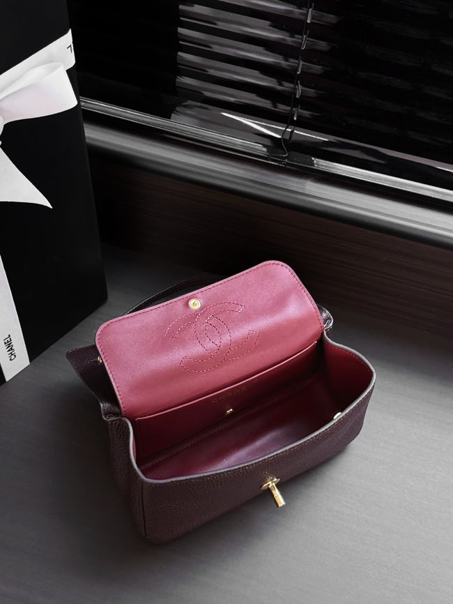 Chanel Mini Flap Bag AS6573 burgundy&gold-Tone Metal