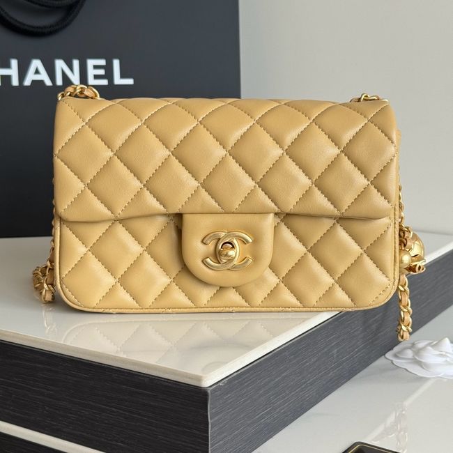 Chanel SMALL FLAP BAG sheepskin AS1787 Apricot