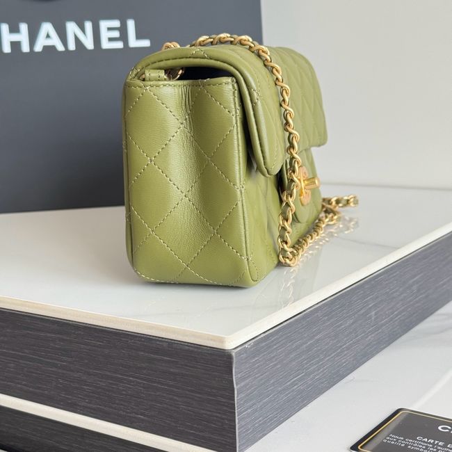 Chanel SMALL FLAP BAG sheepskin AS1787 Khaki