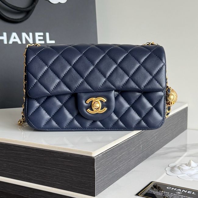 Chanel SMALL FLAP BAG sheepskin AS1787 Royal