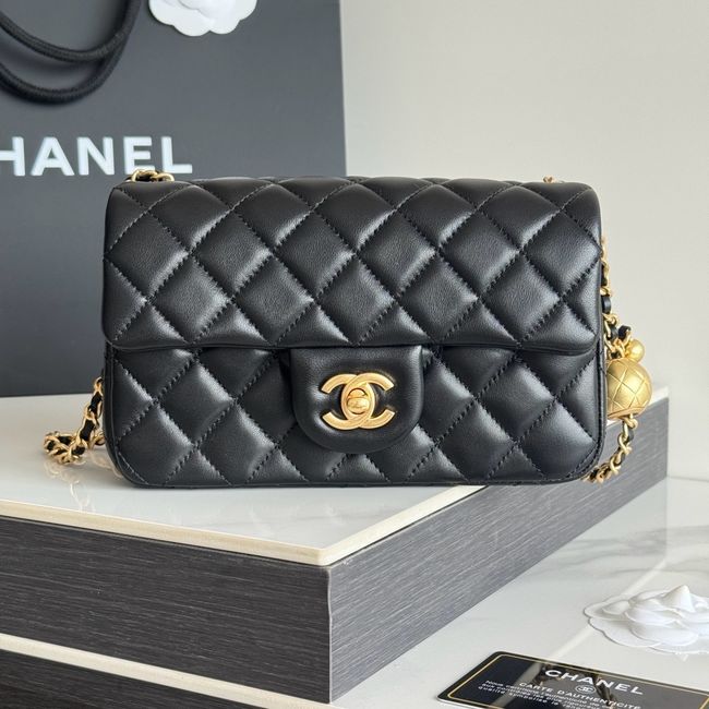 Chanel SMALL FLAP BAG sheepskin AS1787 black