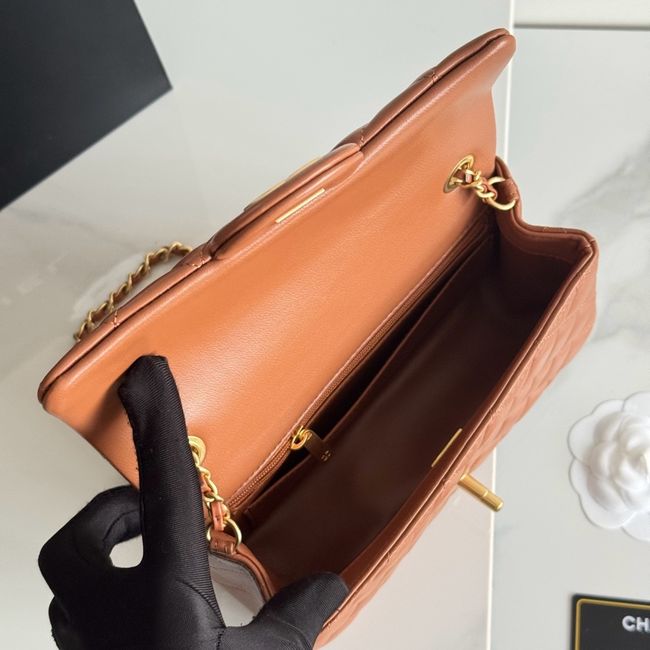 Chanel SMALL FLAP BAG sheepskin AS1787 golden brown
