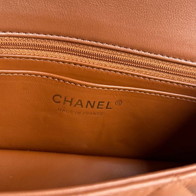 Chanel SMALL FLAP BAG sheepskin AS1787 golden brown
