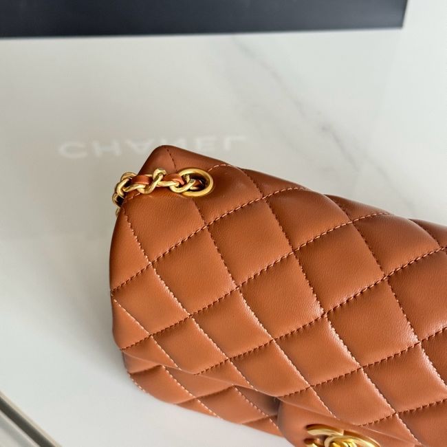 Chanel SMALL FLAP BAG sheepskin AS1787 golden brown