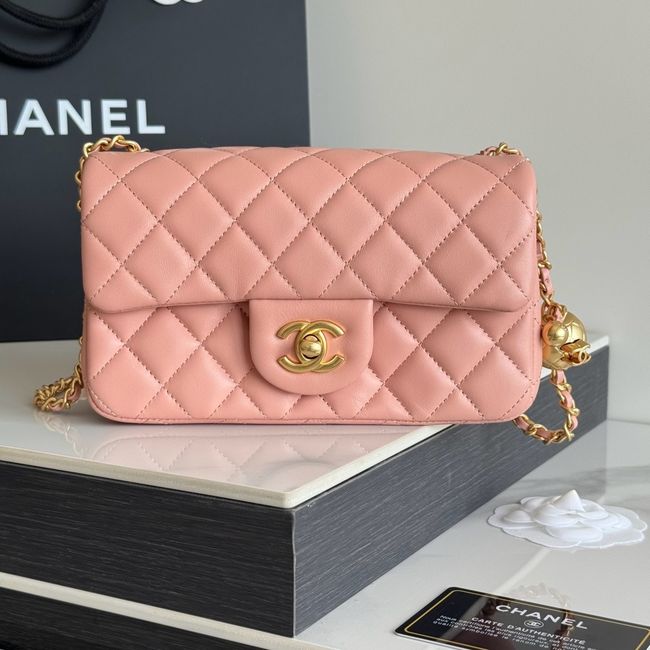Chanel SMALL FLAP BAG sheepskin AS1787 pink