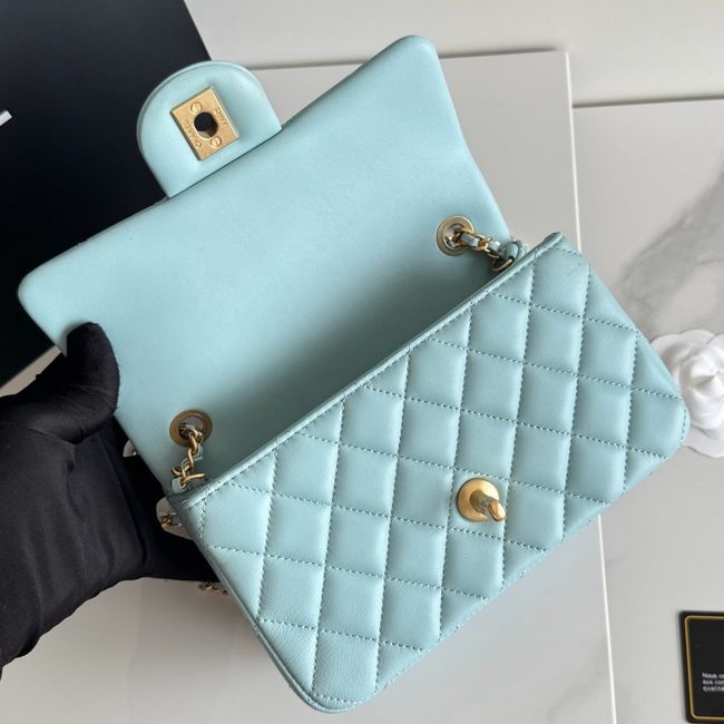Chanel SMALL FLAP BAG sheepskin AS1787 sky blue