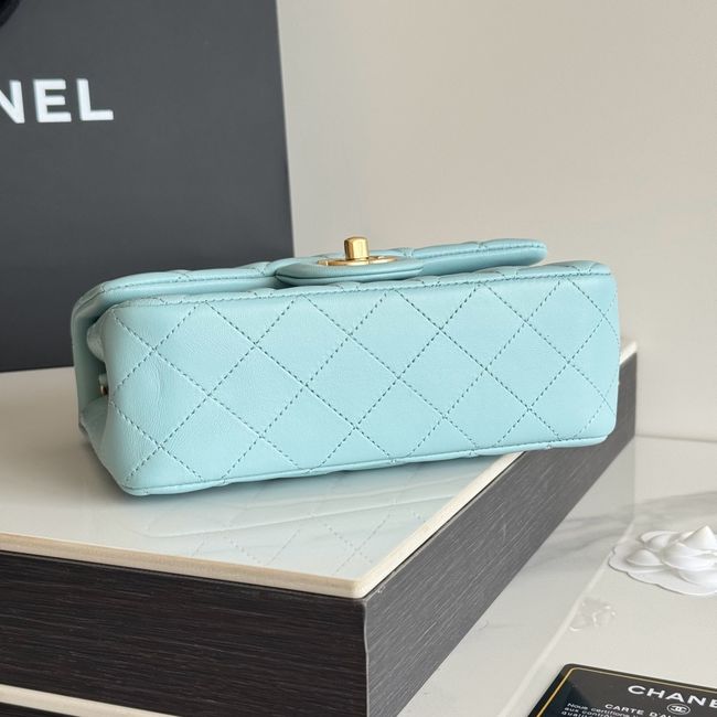 Chanel SMALL FLAP BAG sheepskin AS1787 sky blue