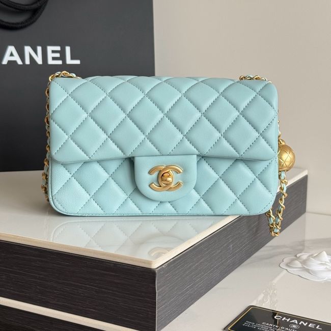 Chanel SMALL FLAP BAG sheepskin AS1787 sky blue