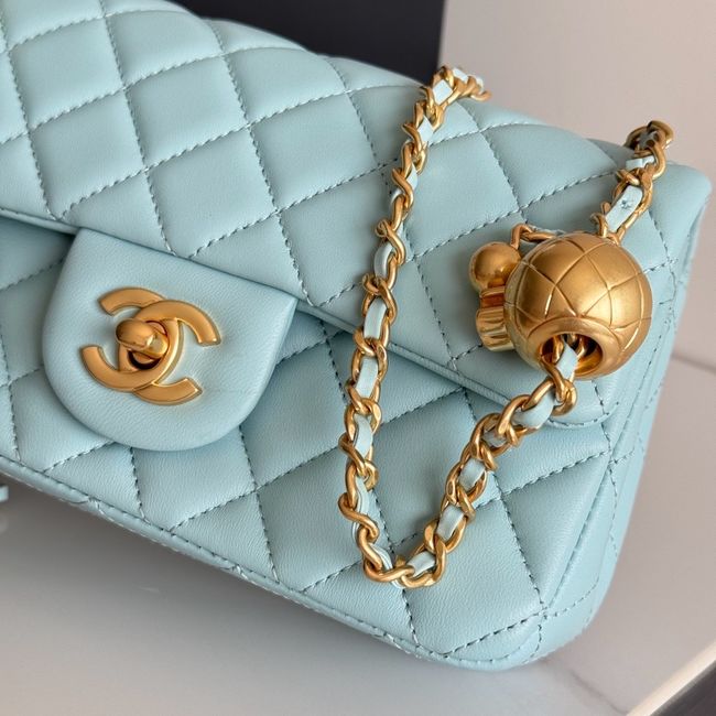 Chanel SMALL FLAP BAG sheepskin AS1787 sky blue