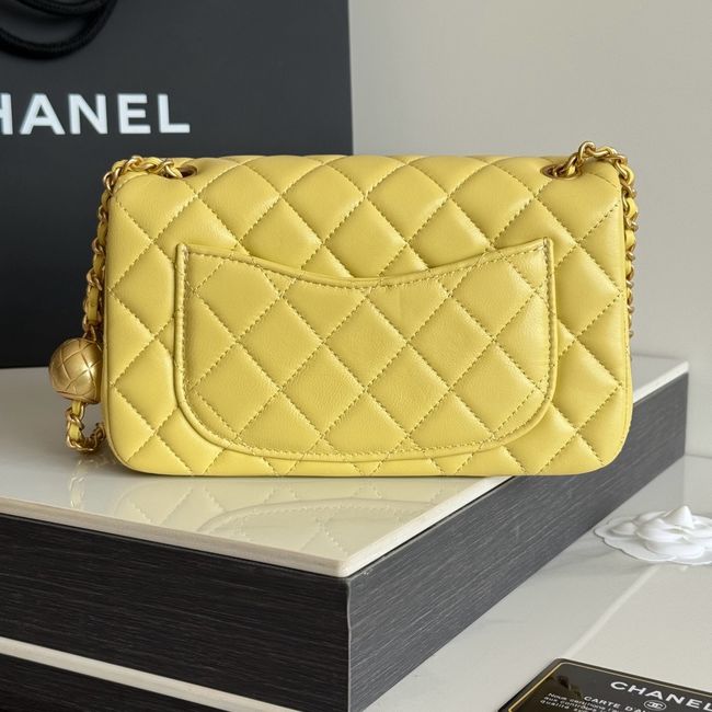 Chanel SMALL FLAP BAG sheepskin AS1787 yellow