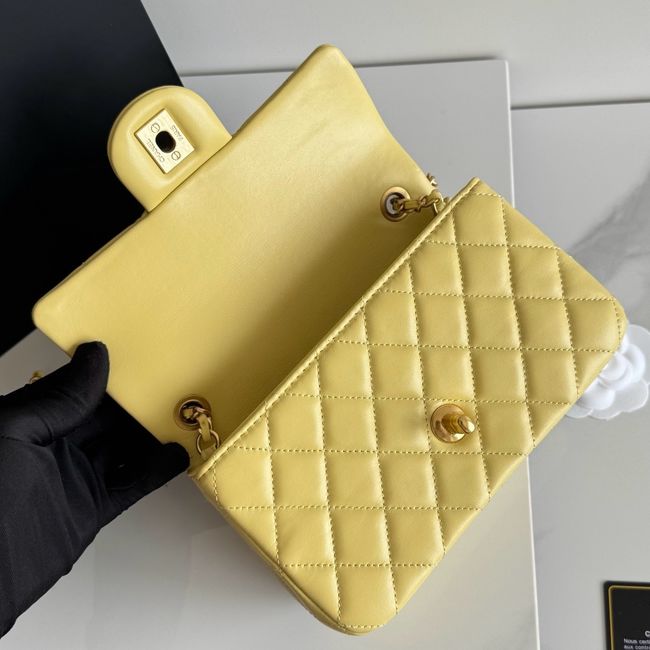Chanel SMALL FLAP BAG sheepskin AS1787 yellow