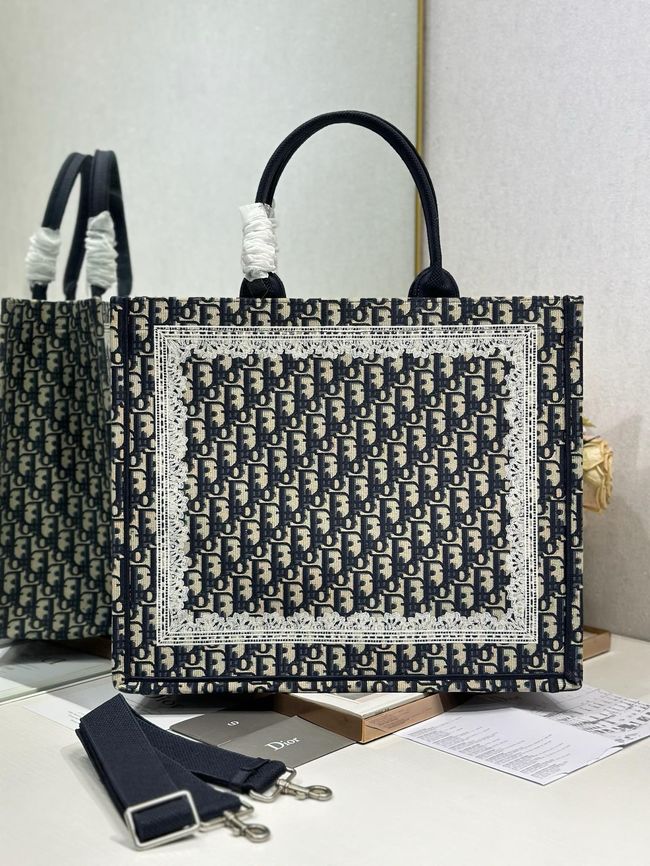 Large Dior Book Tote Cannage Embroidery M1349OEQ-3