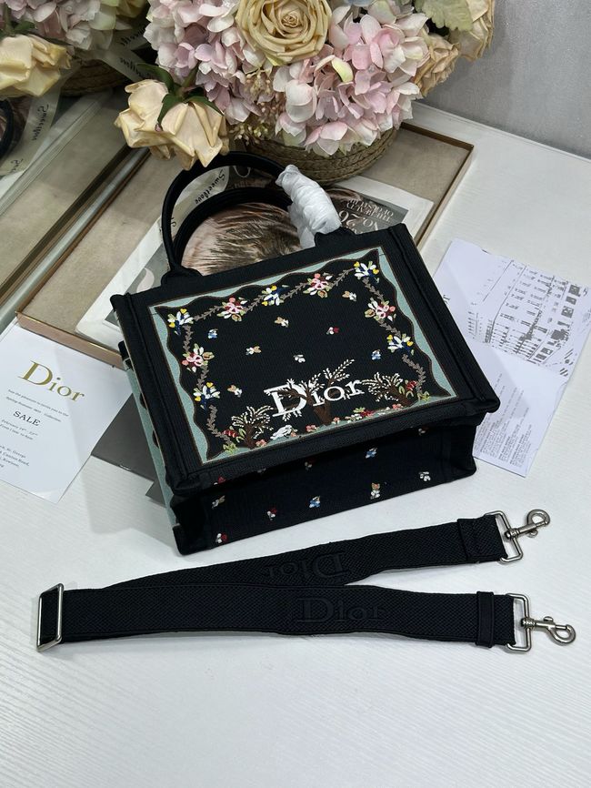 Small Dior Book Tote with Strap Embroidered M1404OE-2