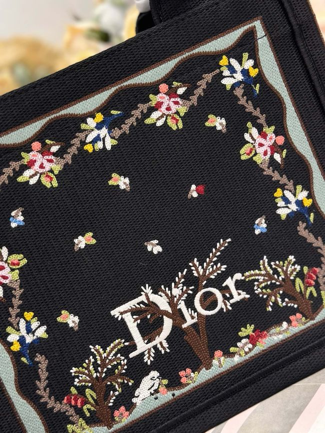 Small Dior Book Tote with Strap Embroidered M1404OE-2